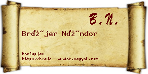 Brájer Nándor névjegykártya